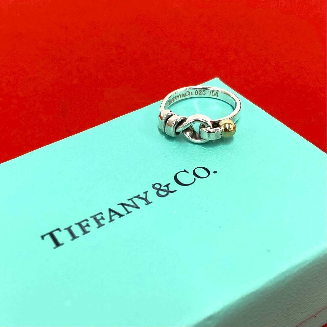 TIFFANY&Co. ティファニー ラブノット リング フック&アイ シルバー925 K18イエローゴールド リング・指輪 8号 シルバー
 270-2