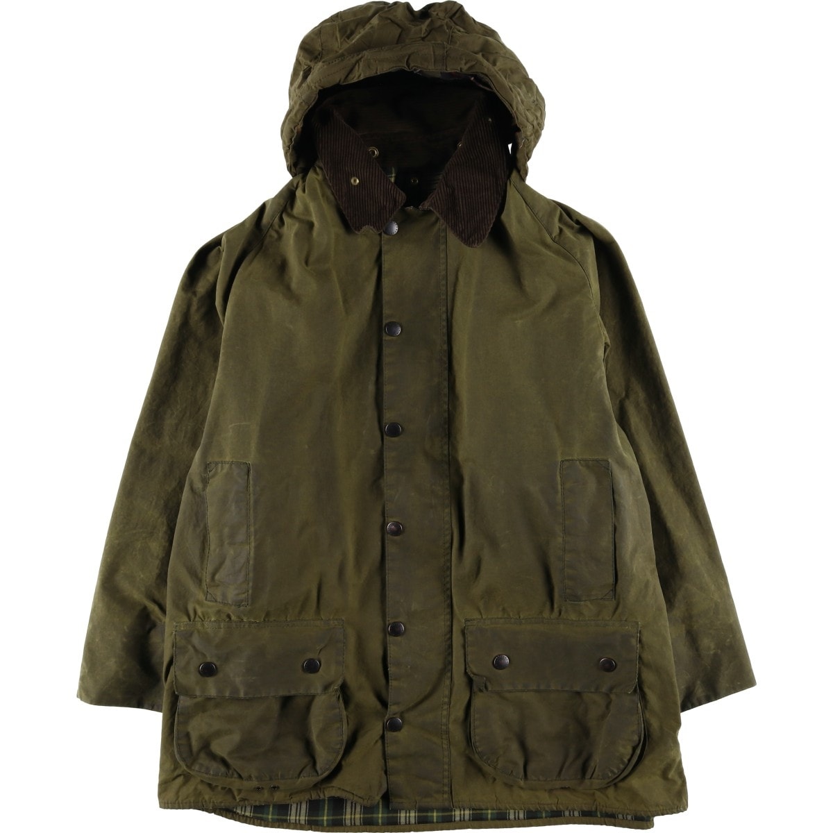 古着 80~90年代 バブアー Barbour BEAUFORT ビューフォート 旧3ワラント フード付き オイルド ハンティングジャケット 英国製 メンズXL相当 ヴィンテージ/eaa614847