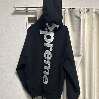 Supreme Satin Applique Hooded Sweatshirt (25FW) "Black"