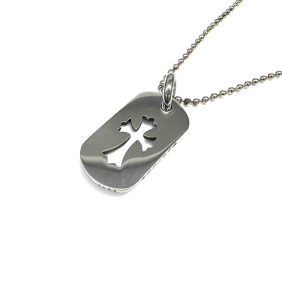 CHROME HEARTS 美品 クロムハーツ DOG TAG SML CO CH CROSS CHクロス カットアウト ドッグタグ ネックレス ボールチェーン 30インチ インボイス・袋付属 シルバー チョーカー クロム ABランク 中古 鑑定済