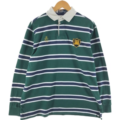 古着 ラルフローレン Ralph Lauren POLO by Ralph Lauren ボーダー柄 長袖 ラガーシャツ メンズL相当/eaa530765