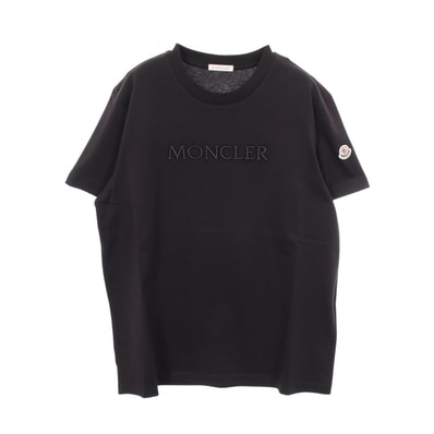 モンクレール MONCLER SS T-SHIRT ロゴ刺繍 半袖Tシャツ 衣料品 トップス コットン レディース ブラック系 8C0002189AUO999S 【新品】