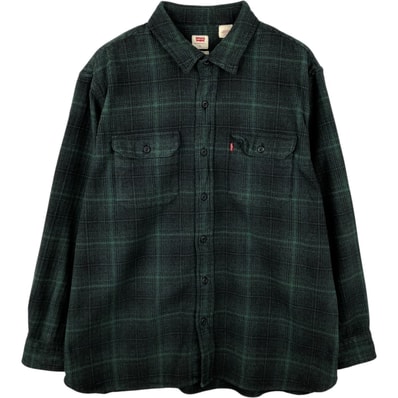古着 リーバイス Levi's RELAXED オンブレチェック 長袖 フランネルチェックシャツ メンズXL相当/eaa637942