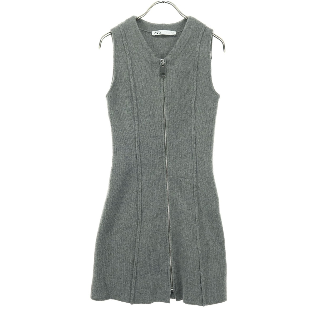 美品 ZARA ザラ ノースリーブ ニットベスト S グレー