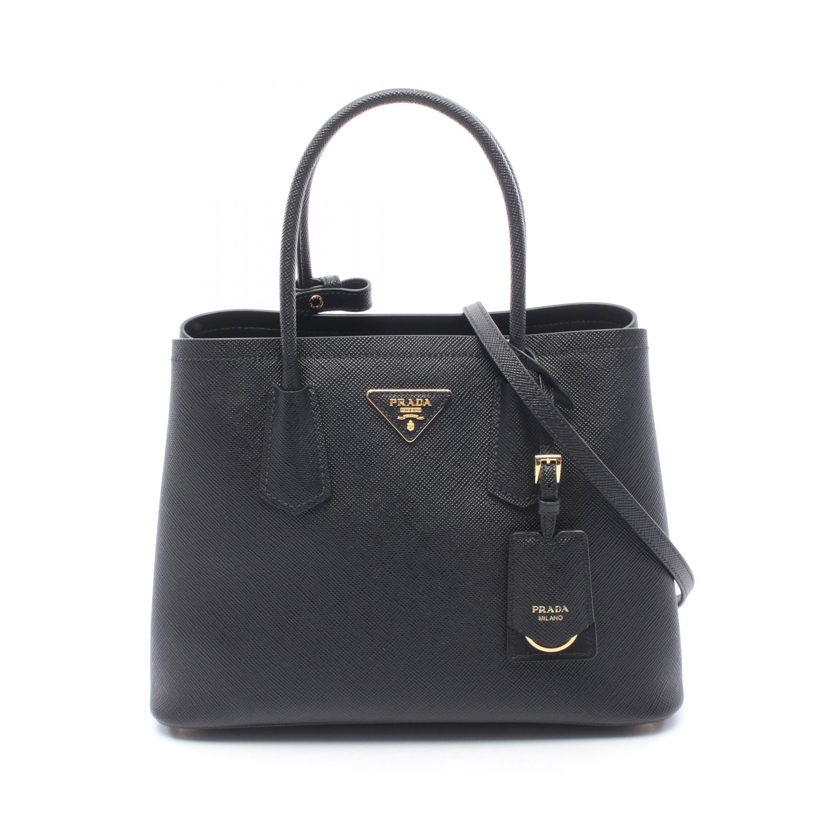 プラダ PRADA ドゥーブル 2WAY トートバッグ バッグ サフィアーノレザー レディース ブラック系 1BG8872A4AF0002 【新品】