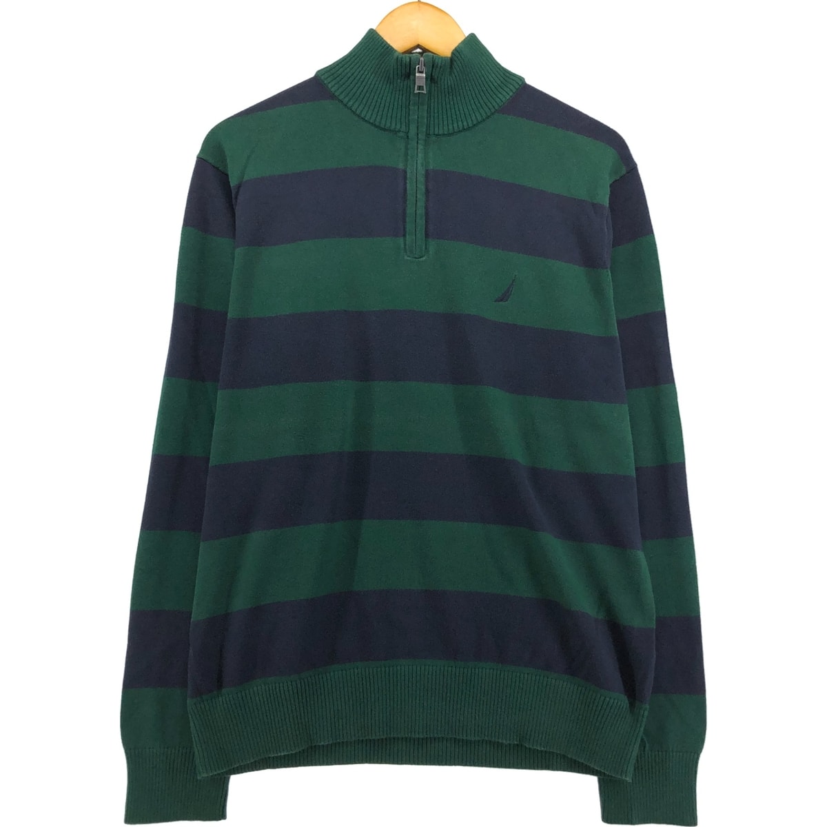 古着 00年代 ノーティカ NAUTICA ボーダー柄 コットンニットハーフジップセーター メンズM相当/eaa472736