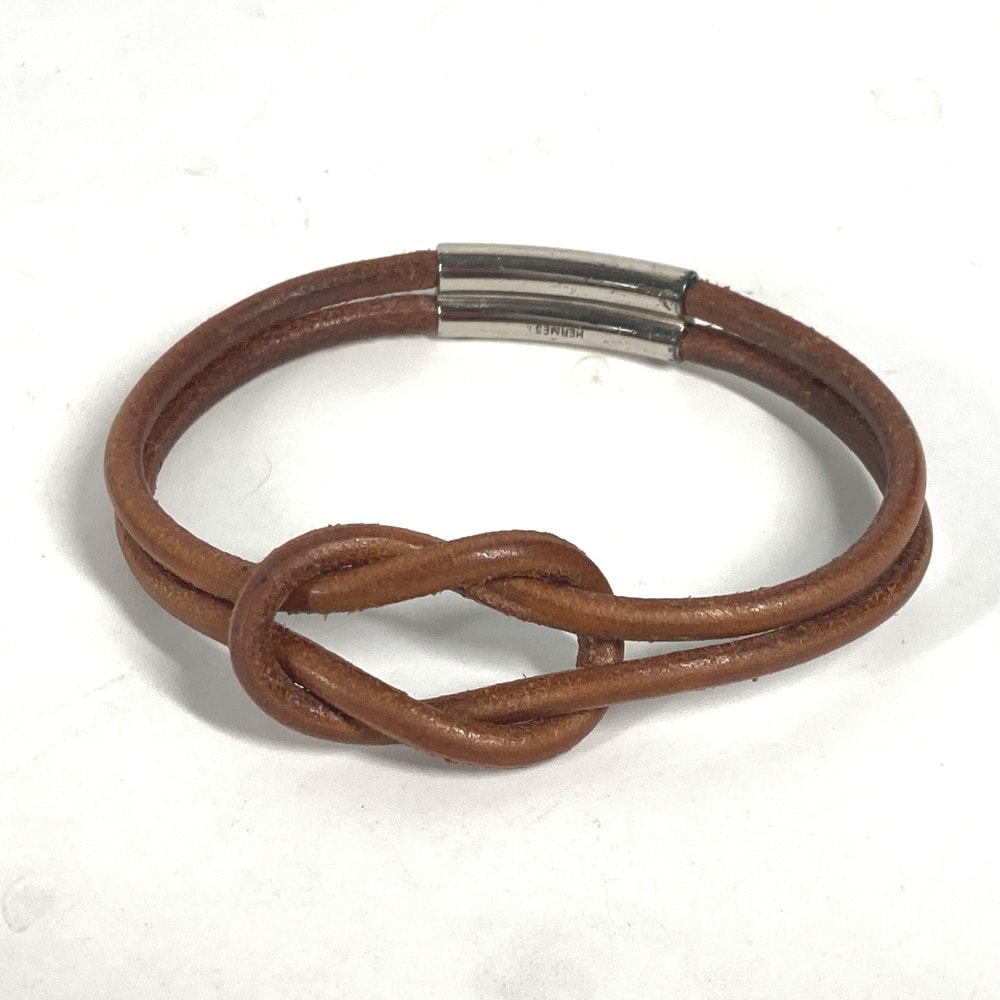 エルメス HERMES ヘラクリード アクセサリー 2重 ブレスレット レザー ブラウン