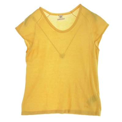 HERMES エルメス カットソー シルク混 ニット カットソー トップス イエロー系 34【中古】