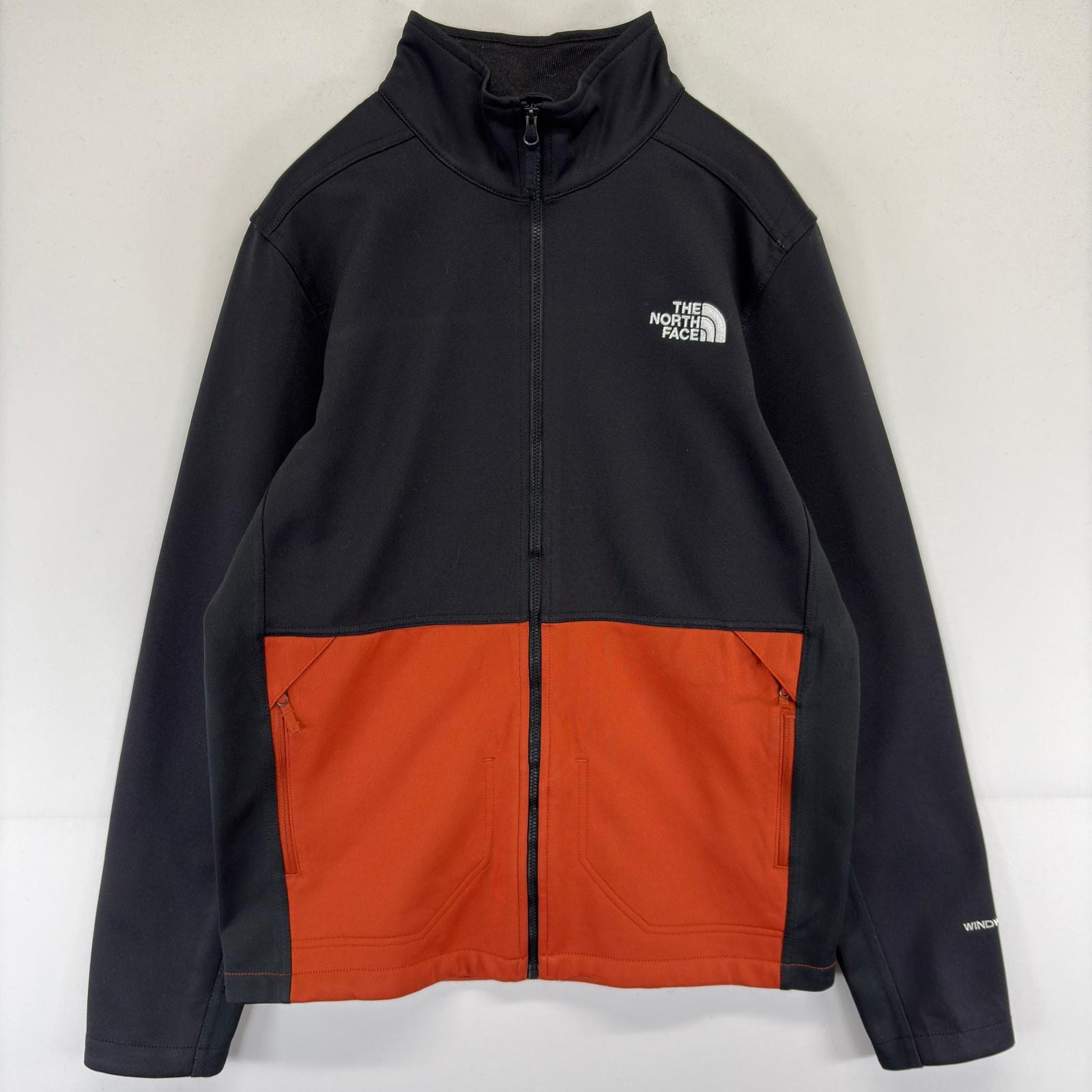 古着 ザ・ノースフェイス THE NORTH FACE ジャケット フルジップ ワンポイント 刺繍 WIND WALL シェルジャケット S  オレンジ系 メンズ