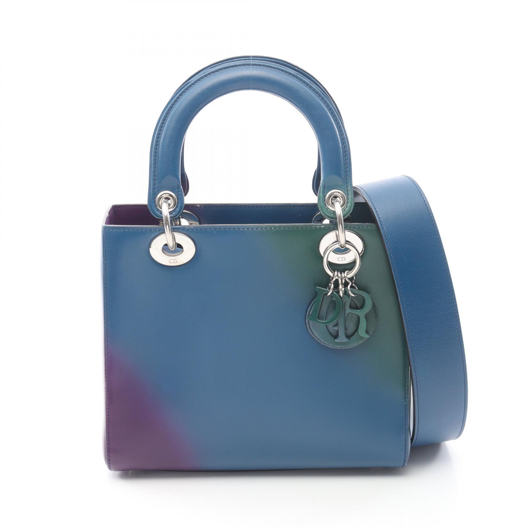 ディオール Dior LADY DIOR レディディオール ハンドバッグ バッグ レザー レディース ブルー系 / グリーン系 / パープル系 【中古】