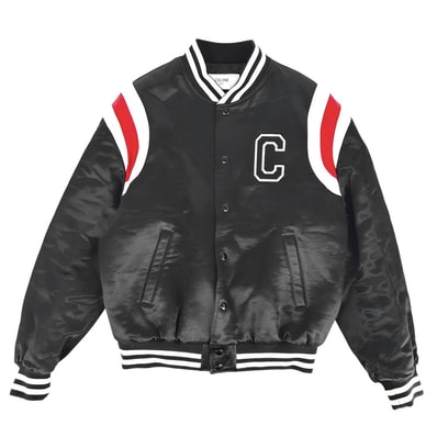 CELINE セリーヌ ブルゾン ロゴ アウター ボンバージャケット アパレル 服 46 ブラック 黒 シルバー金具 ウール レーヨン メンズ【中古品】