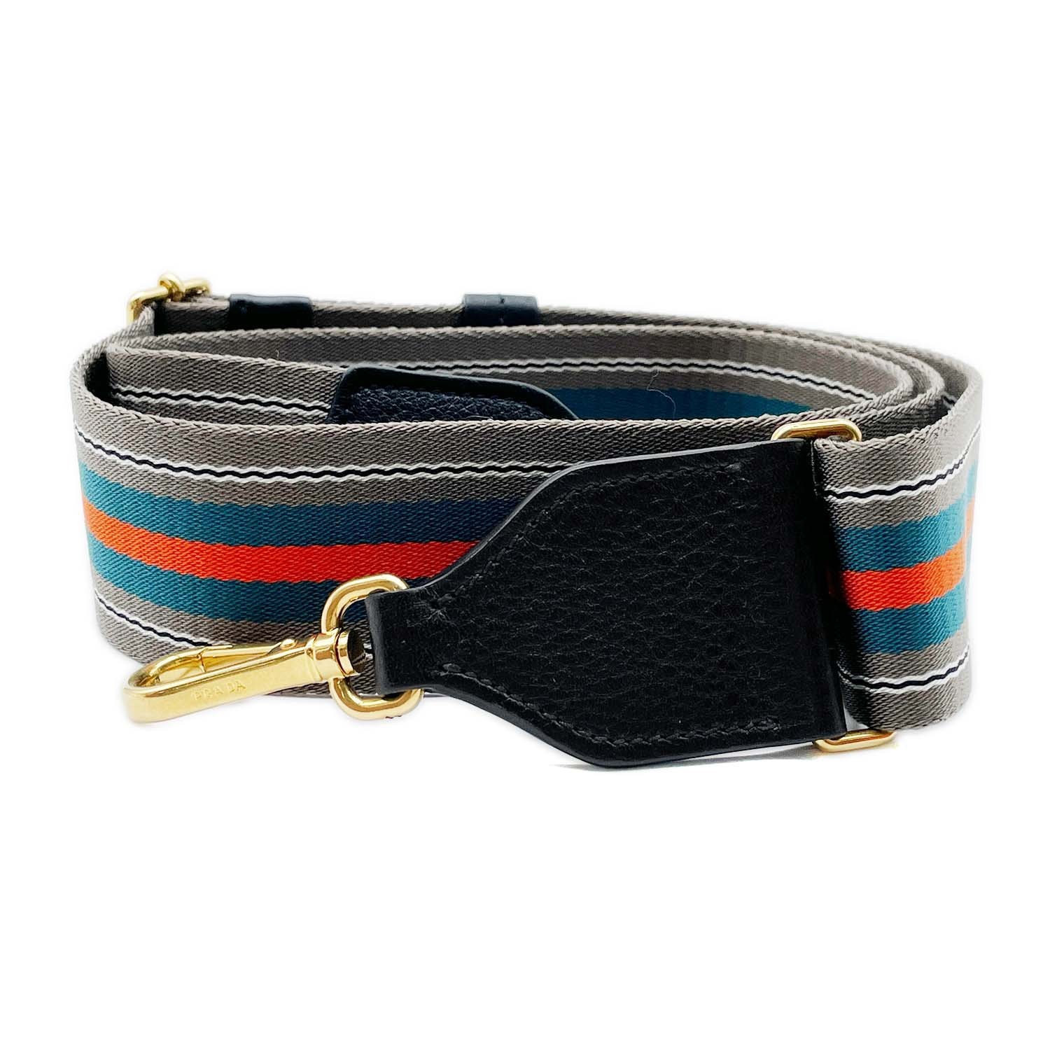 PRADA プラダ ストライプ ショルダーストラップ
 のみ バッグ用 キャンバス レザー ゴールド ユニセックス
 【中古】