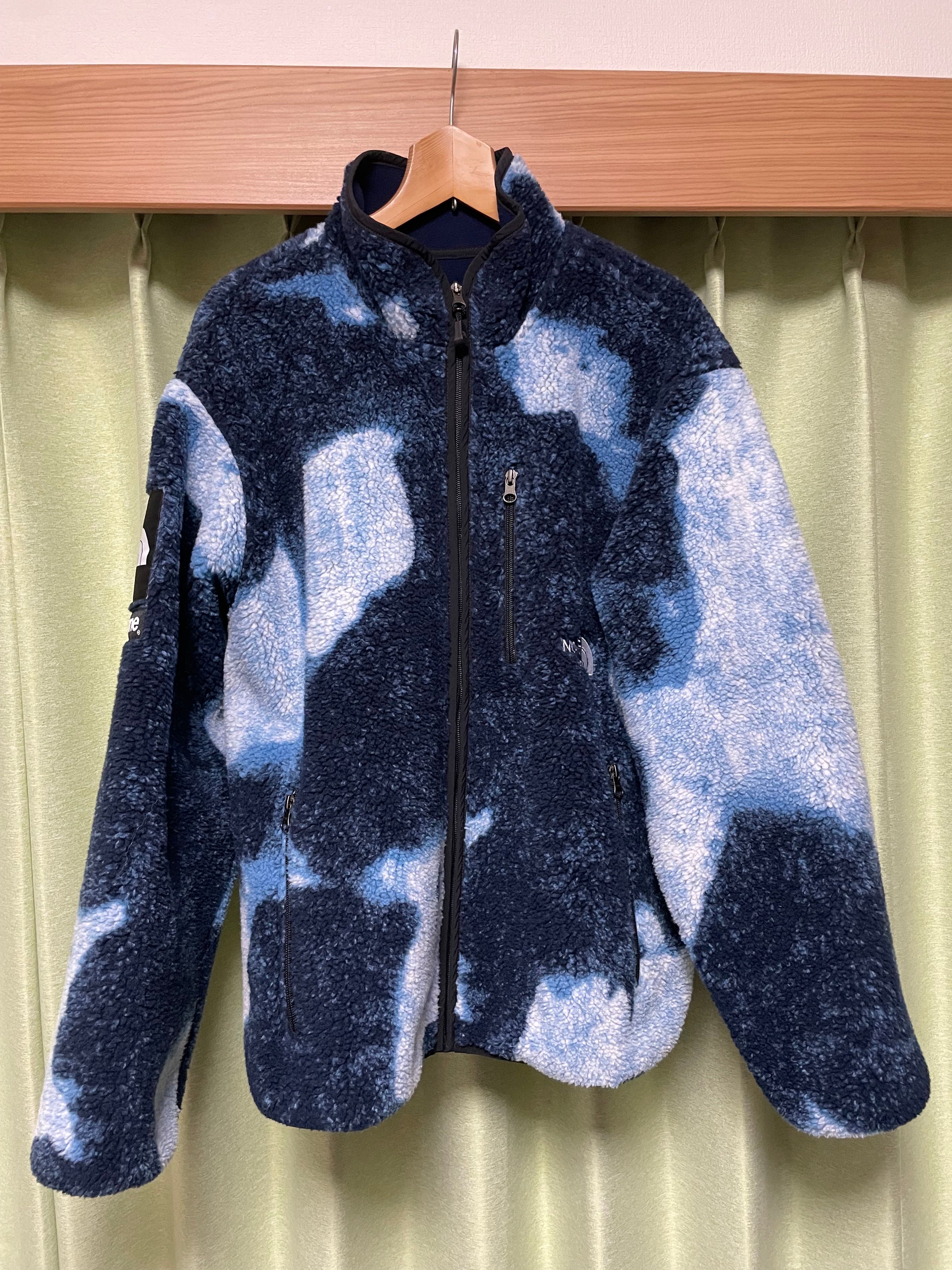 Supreme x The North Face Bleached Denim Print Fleece Jacket "Indigo"