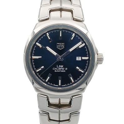 TAG HEUER タグホイヤー リンク キャリバー 5 腕時計 WBC2112 ステンレススチール シルバー ネイビー メンズ【中古】
