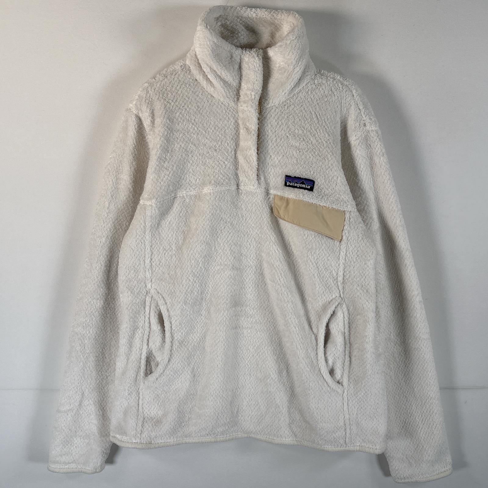 古着 パタゴニア patagonia フリースジャケット スナップボタン ワンポイントロゴ ポーラテック アウトドア S ホワイト レディース