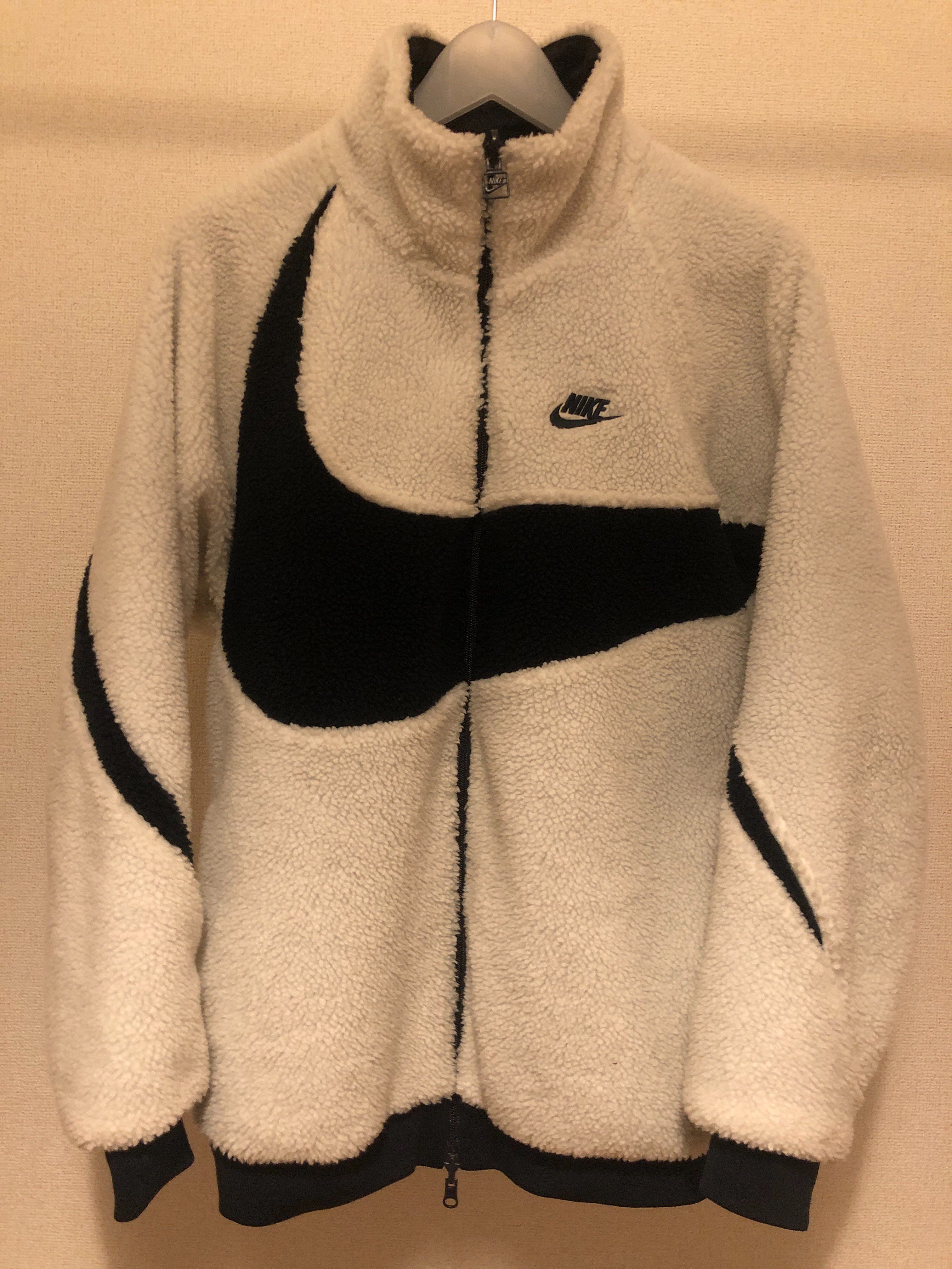 Nike Big Swoosh Reversible Boa Jacket "Sail/Dark Obsidian"