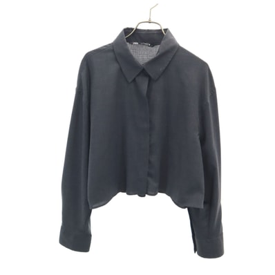 ZARA ザラ 長袖 ショート丈 シャツ L チャコールグレー