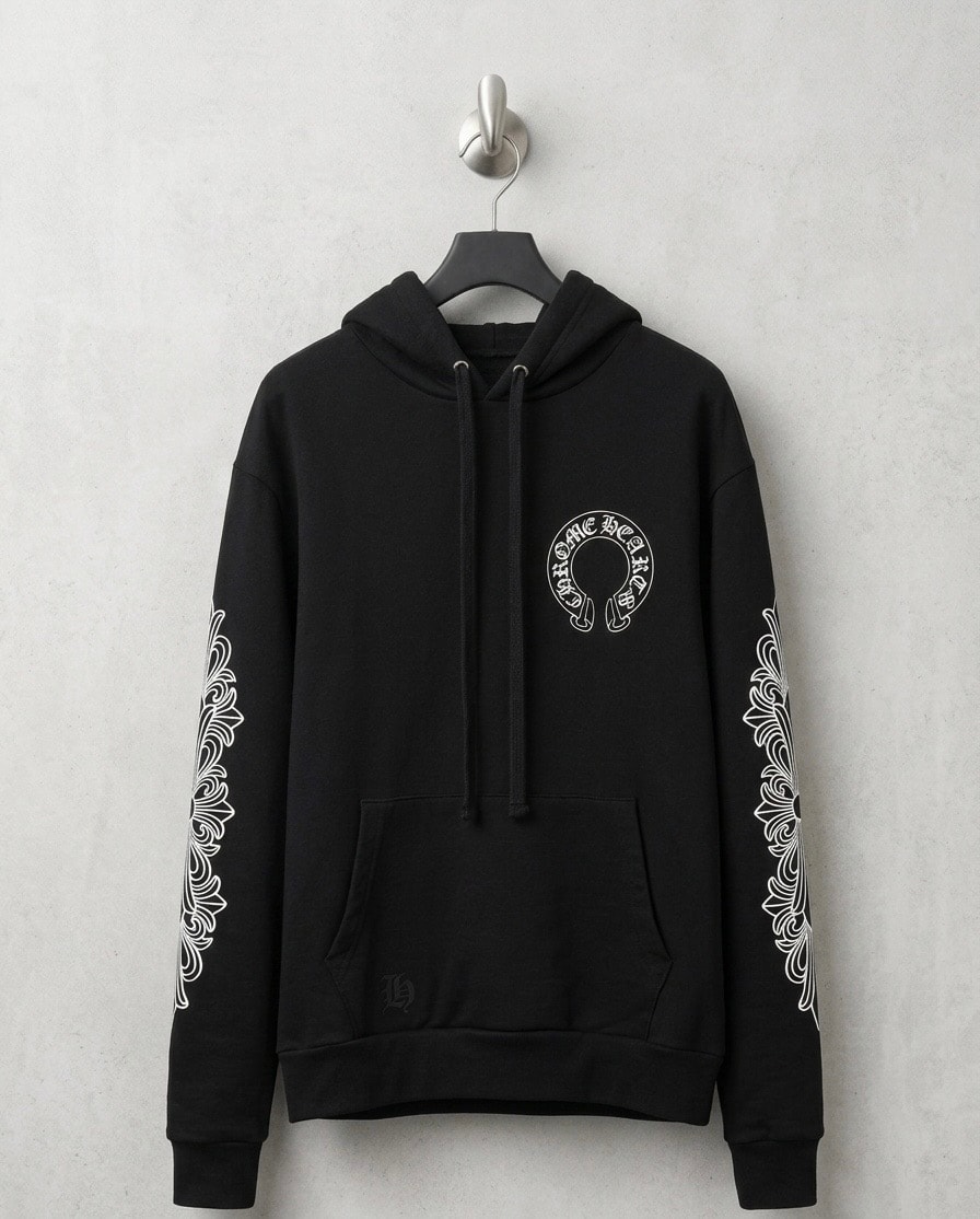 Chrome Hearts Horse Shoe Floral Pullover Hoodie "Black"