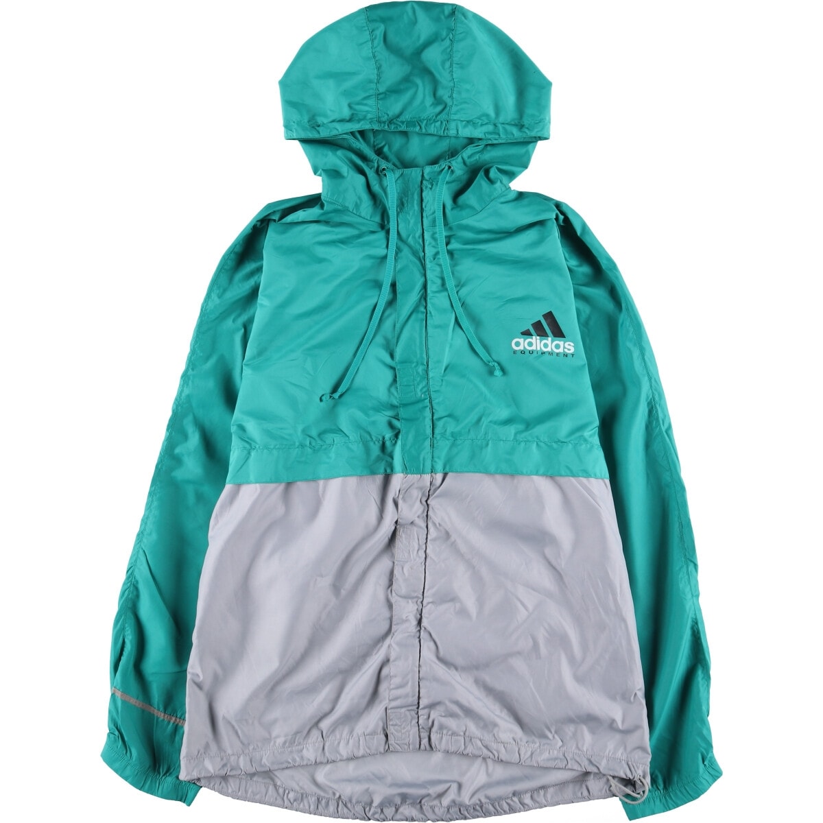 古着 90年代 アディダス adidas EQUIPMENT エキップメント ツートン バックロゴ フード付き ウインドブレーカー メンズL相当/eaa543816