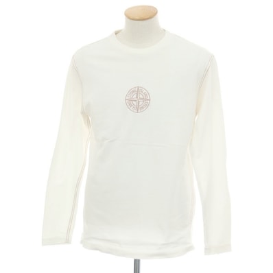 【中古】ストーンアイランド STONE ISLAND コットン クルーネック 長袖Tシャツ ホワイト【サイズS】【メンズ】