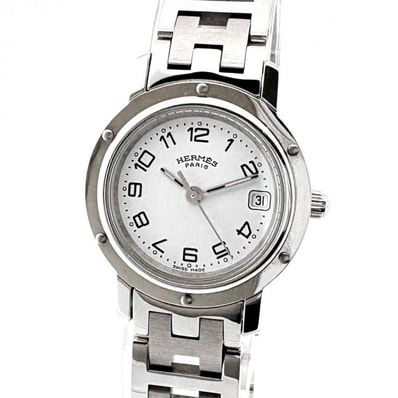 エルメス クリッパー 腕時計 SS シルバー 白文字盤 CL4.210 クオーツ 電池式 レディース HERMES 正規品【鑑定済み】