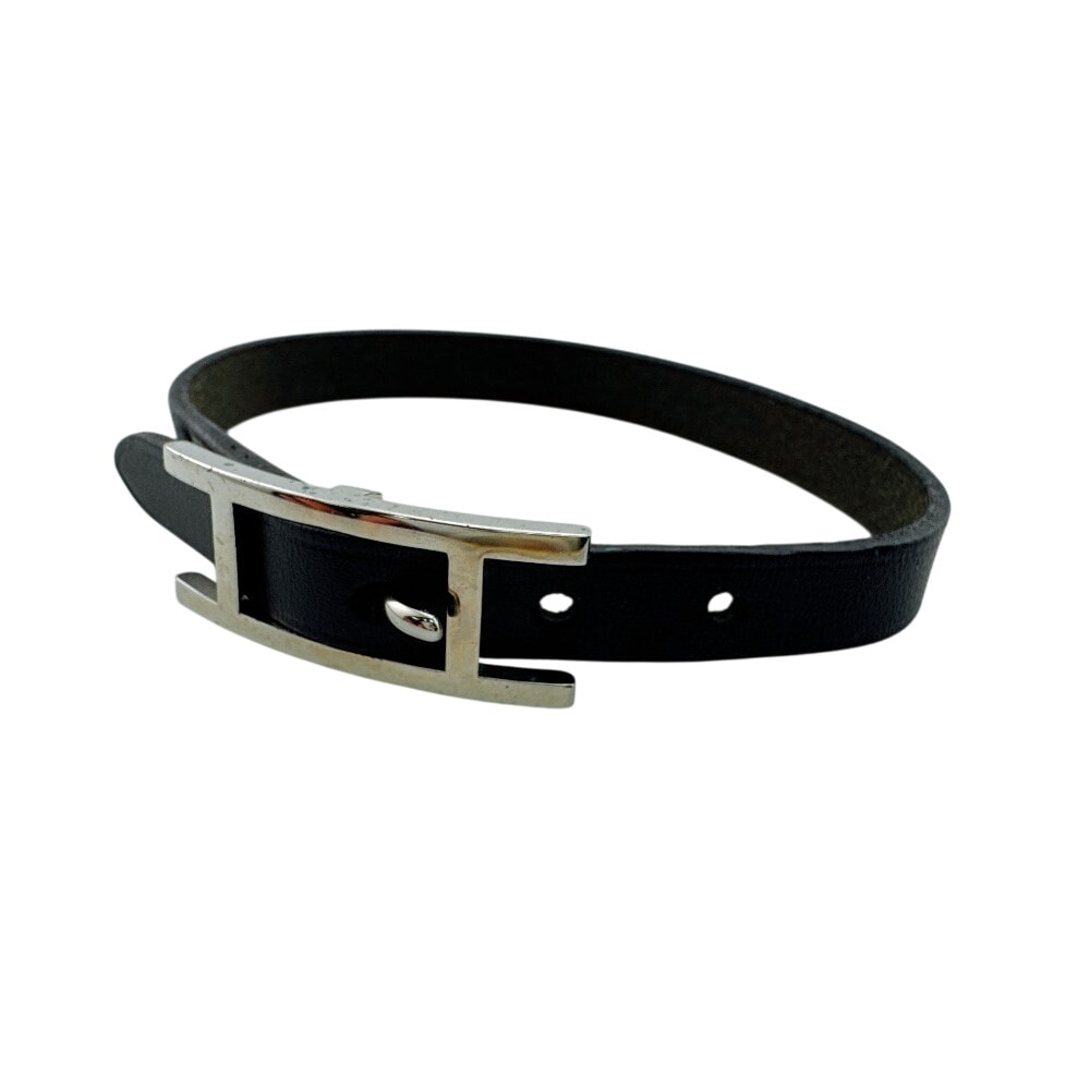 エルメス HERMES ブレスレット ビーアピ バングル H金具 ブラック