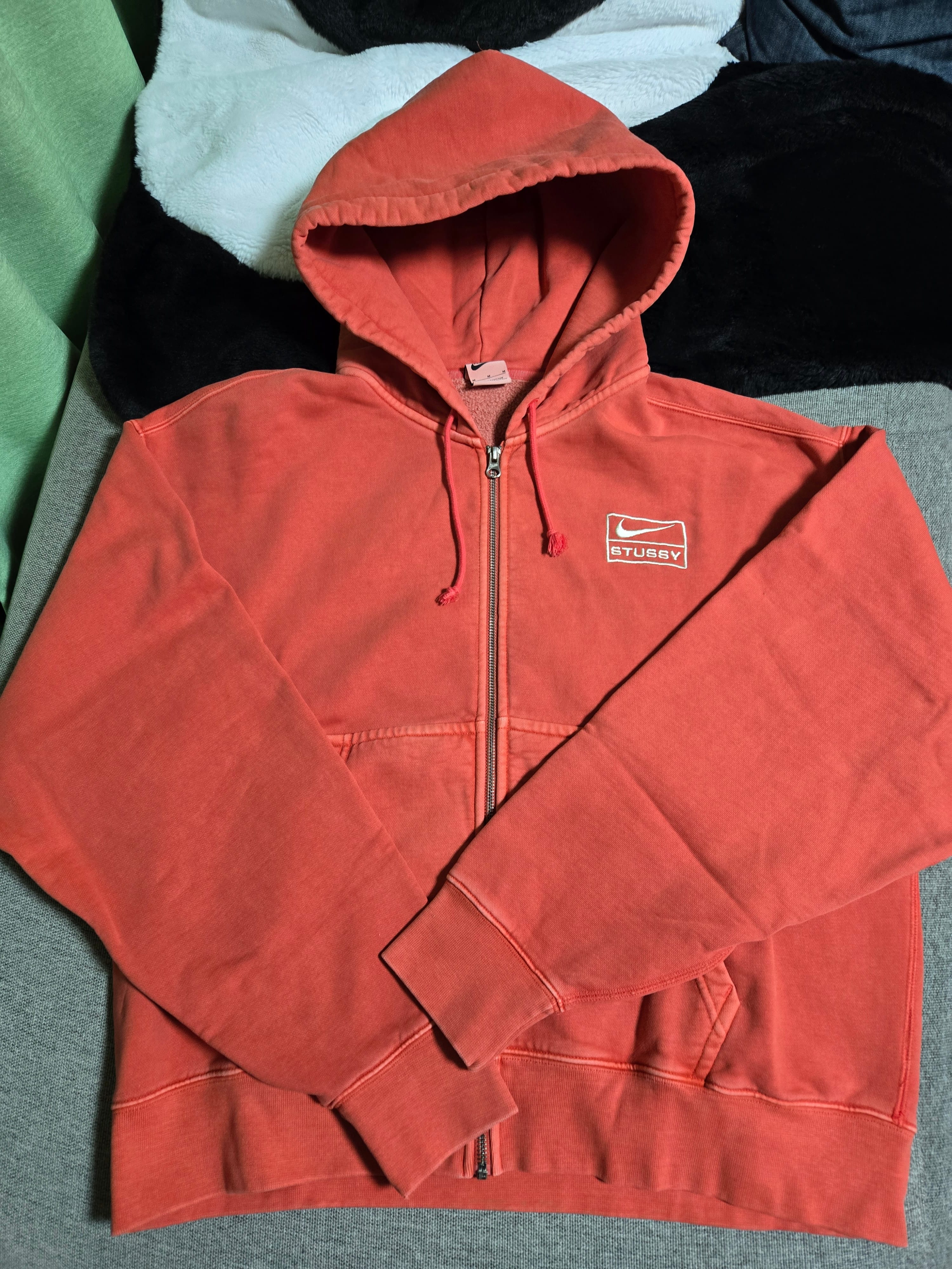 Nike x Stussy Full-Zip Pigment Dyed Fleece Hoodie (US Size) "Habanelo Red" FJ9161-642