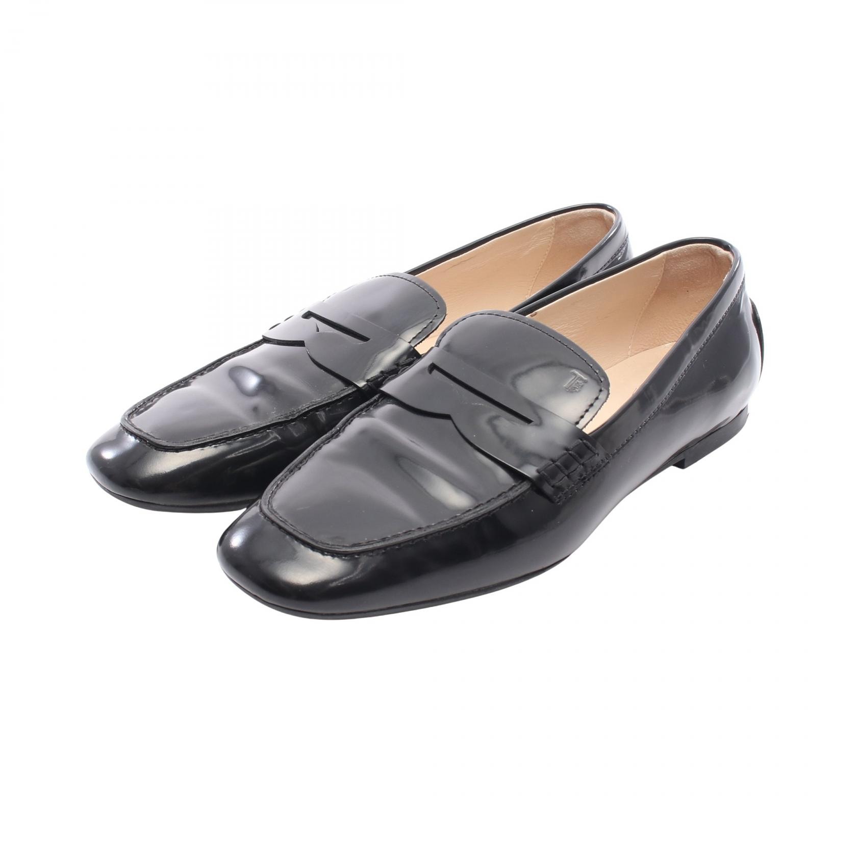 トッズ TOD'S ゴンミーニ ローファー 靴 レザー レディース ブラック系 【中古】