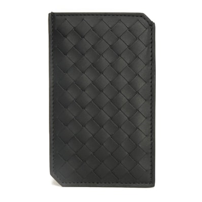 BOTTEGAVENETA ボッテガヴェネタ ピッコロ バーティカル カードホルダー 現行 ロゴ エンボス カーフ パスケース 名刺入れ RFID ICチップ 未使用 イントレチャート ブラック カードケース 796963 V4LQ1 1000
