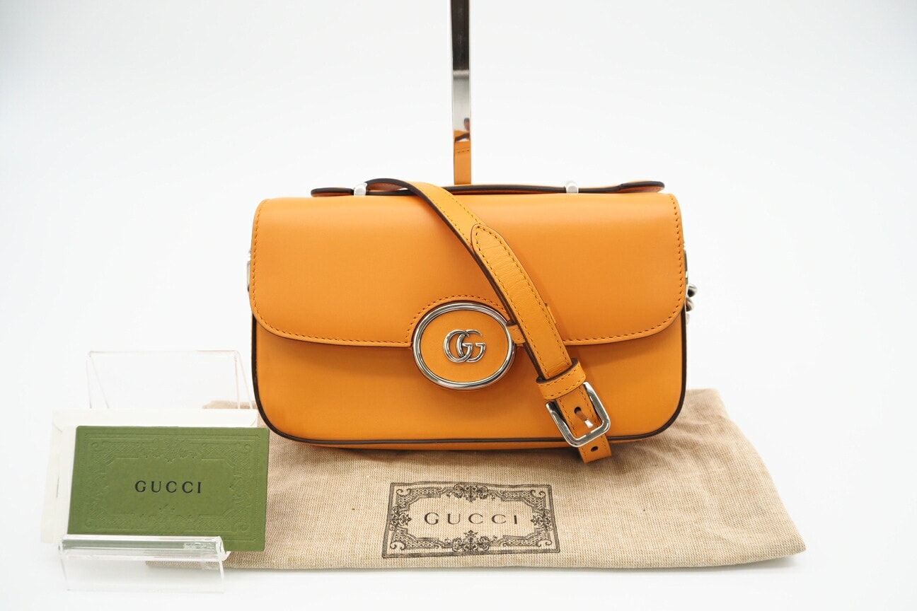 極美品 GUCCI グッチ ダブルG 2WAY ショルダーバッグ 739722 2wayショルダーバッグ オレンジ レザー レディース