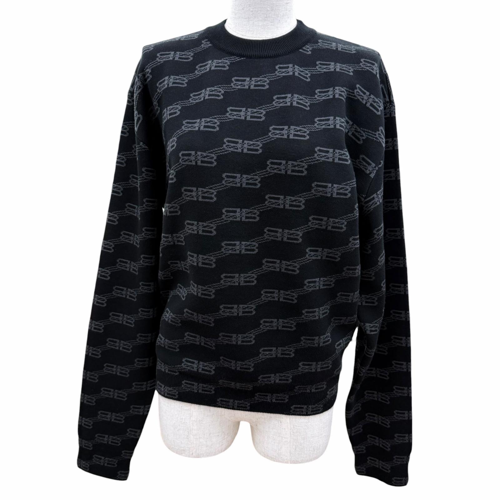 BALENCIAGA BB Monogram Sweater Nero "Black/Grey"