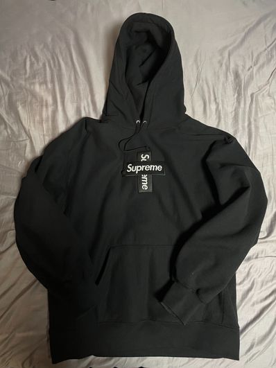 Supreme Cross Box Logo Hooded Sweatshirt "Black"