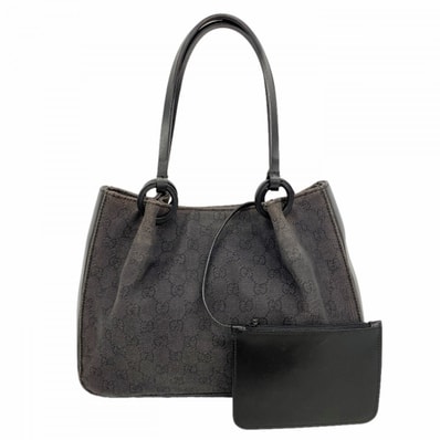 【6dd4952-k】グッチ ハンドバッグ 101919 デニム グレー ブラック シルバー金具【中古】レディース