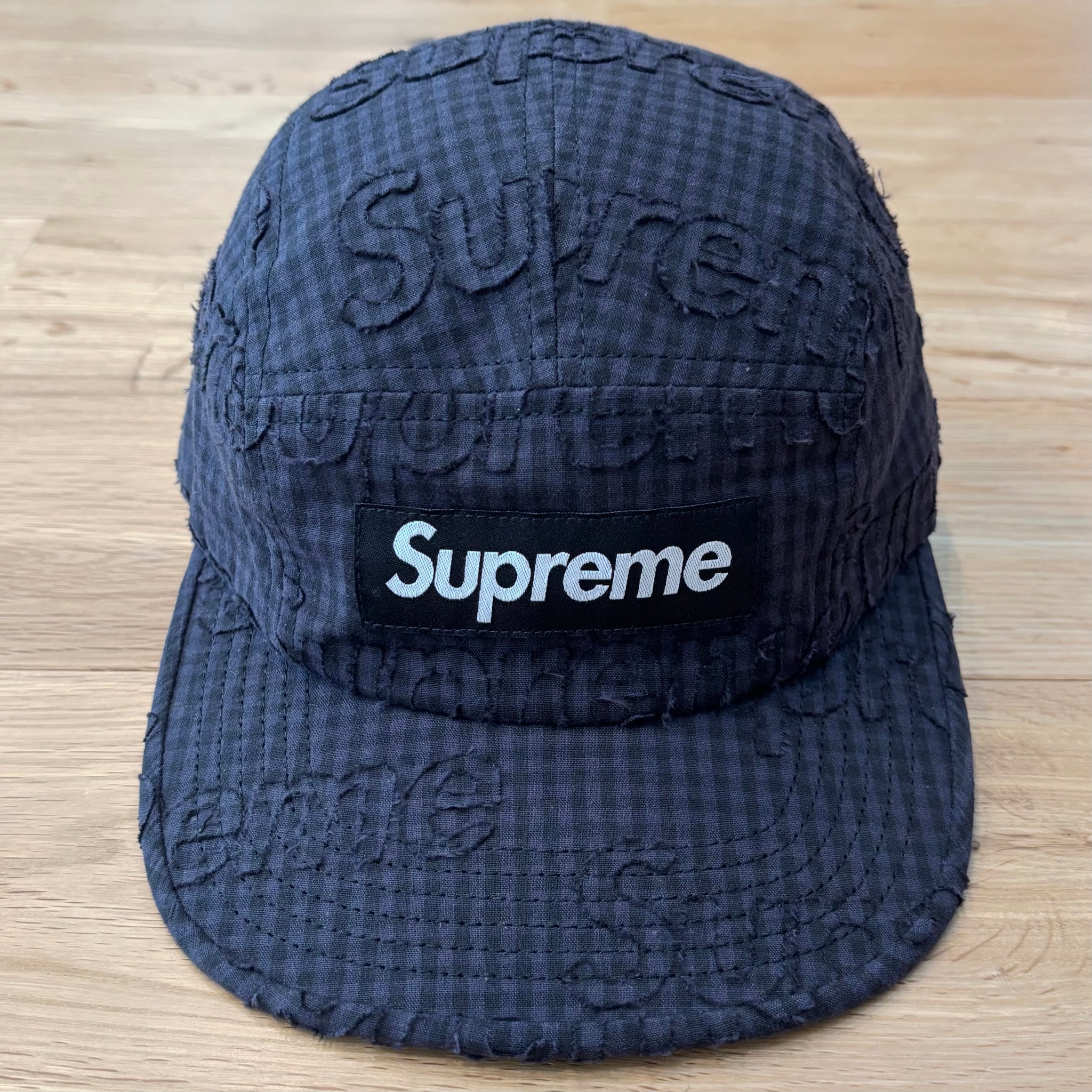 Supreme Monogram Gingham Camp Cap "Black"