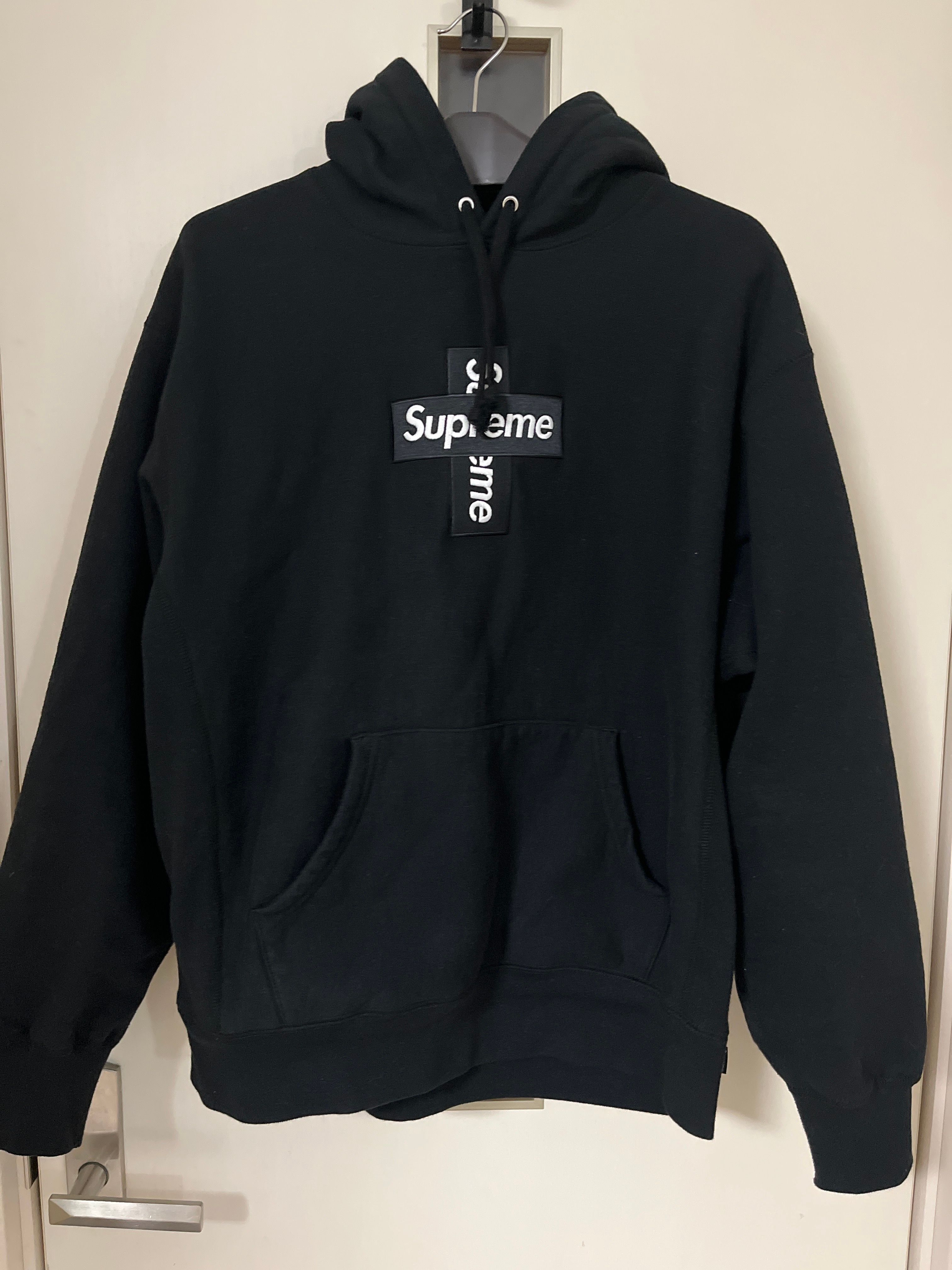 Supreme Cross Box Logo Hooded Sweatshirt "Black"