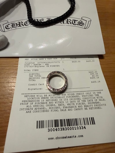 Chrome Hearts 6mm Spacer Ring FOREVER "Silver"
