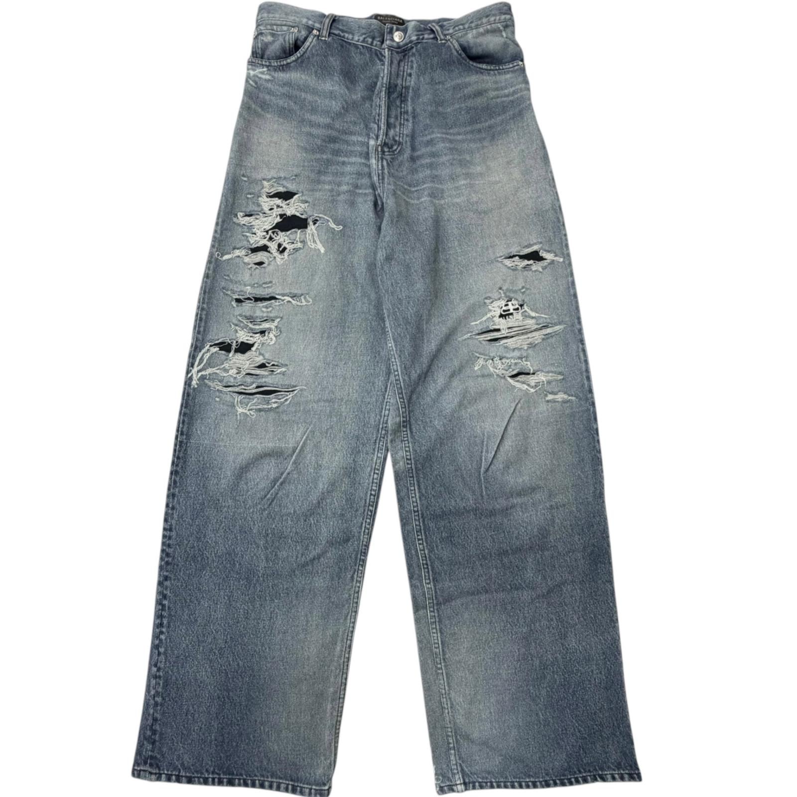極美品 バレンシアガ デニムパンツ インディゴブルー メンズ XS 675336