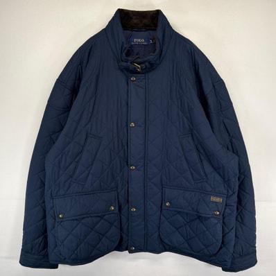 古着 ポロ・ラルフローレン POLO RALPH LAUREN ジャケット キルティング ハンティングタイプ チンスト ネイビー系 メンズ
