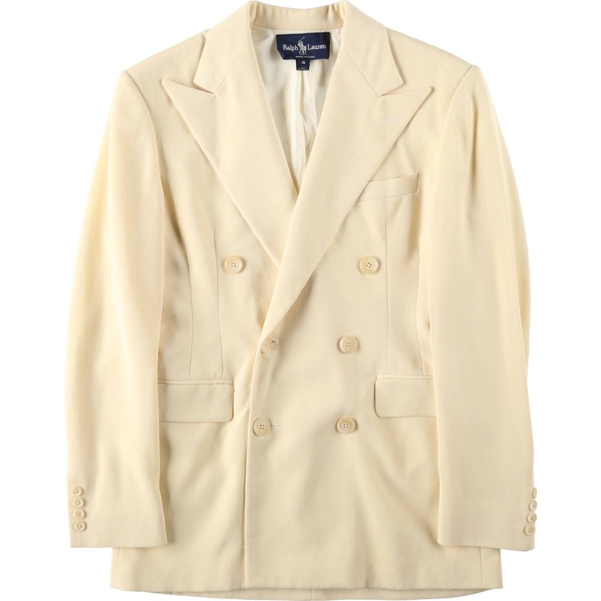 古着 ラルフローレン Ralph Lauren ピークドラペル ダブルブレスト ウールテーラードジャケット USA製 レディースM相当/eaa632021