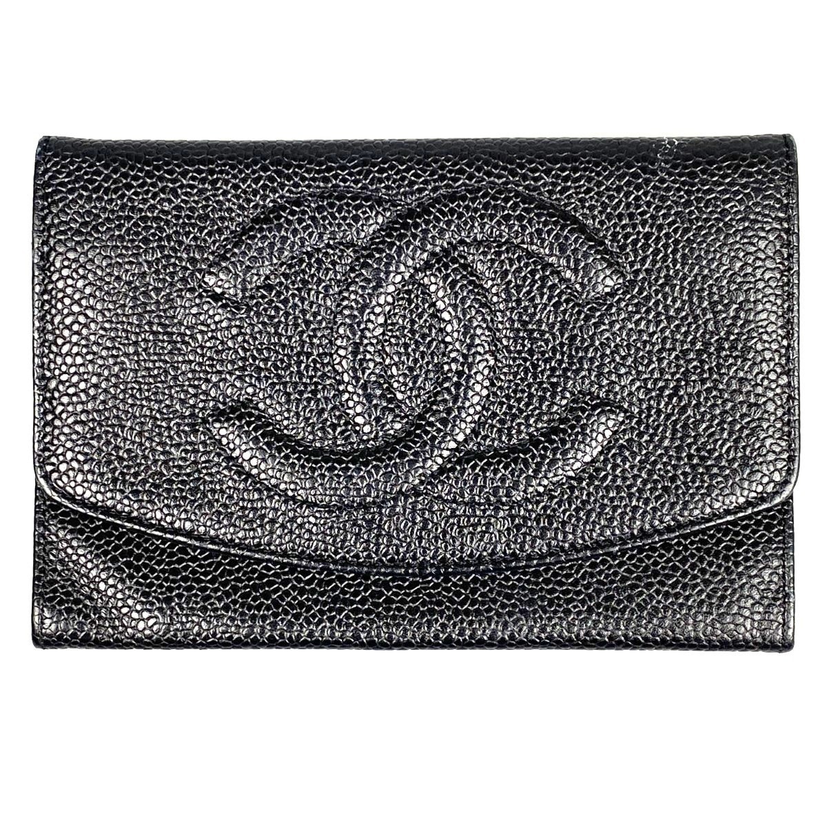 CHANEL シャネル 小銭入れ カードケース ココマーク キャビアスキン ブラック