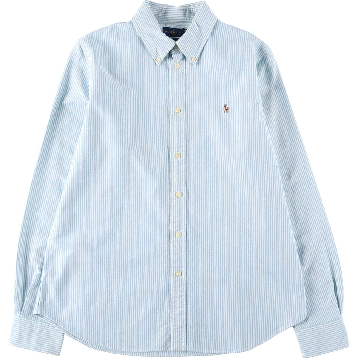 古着 ラルフローレン Ralph Lauren CUSTOM FIT 長袖 ボタンダウンストライプシャツ レディースXL相当/eaa620530
