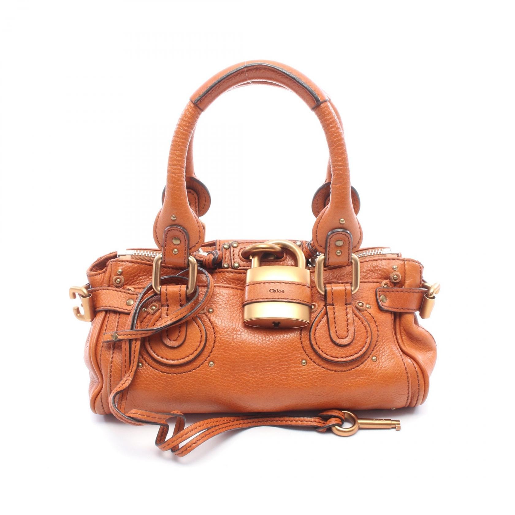 クロエ Chloe ミニパディントン ハンドバッグ バッグ レザー レディース ブラウン系 【中古】