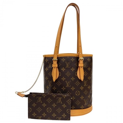 LOUIS VUITTON ルイヴィトン トートバッグ バケツPM モノグラム 肩掛け M42238 モノグラムキャンバス ヌメ革 ブラウン 茶 ゴールド金具 レディース【中古品】
