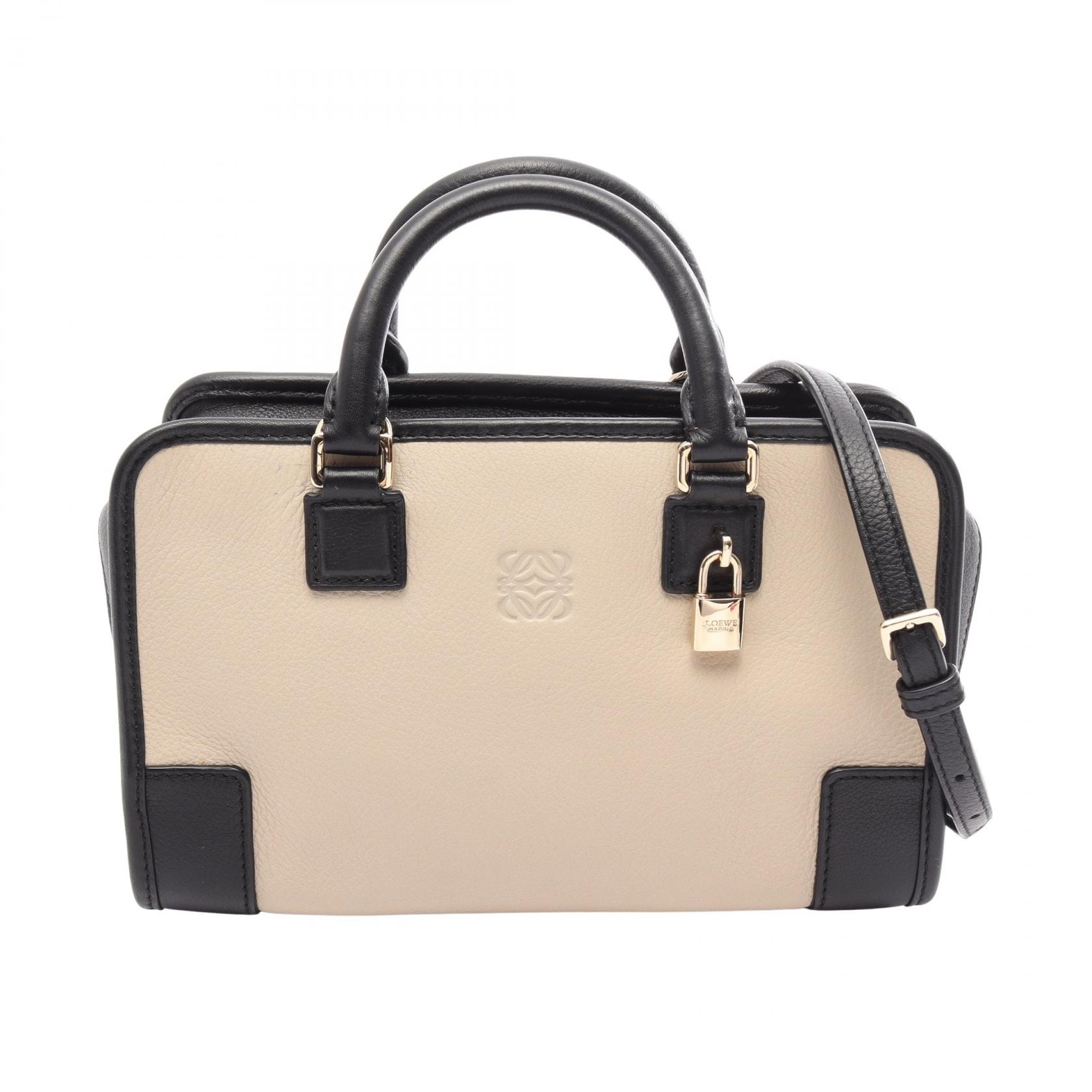 ロエベ LOEWE アマソナ23 2WAY ハンドバッグ バッグ レザー レディース ベージュ系 / ブラック系 【中古】