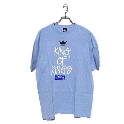 STUSSY KING OF KINGS print Tee SKY BLUE