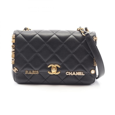 シャネル CHANEL ミニ フラップ バッグ マトラッセ ショルダーバッグ バッグ ラムスキン(羊革) レディース ブラック系 AS3731 【中古】