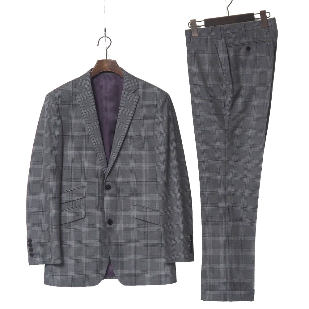 ■美品■BURBERRY BLACK LABEL バーバリーブラックレーベル パンツスーツ サイズ92-76-170 38R チェック柄 テーラードジャケット スラックス ブランド古着【中古】20260126/RA7284