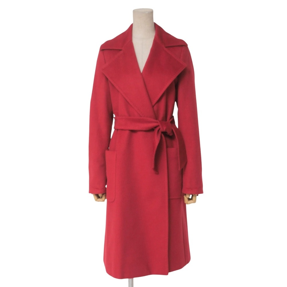 ■美品■MAX MARA マックスマーラ コート サイズ40 白タグ アルパカ混 ベルテッド チェスターコート ブランド古着【中古】20251231/RA7059