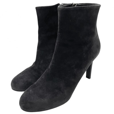 CHANEL シャネル ブーツ サイドジップ ショートブーツ ココマーク シューズ 靴 ピンヒール 36サイズ 約23cm G33552 スウェード ブラック 黒 ゴールド金具 レディース【中古品】