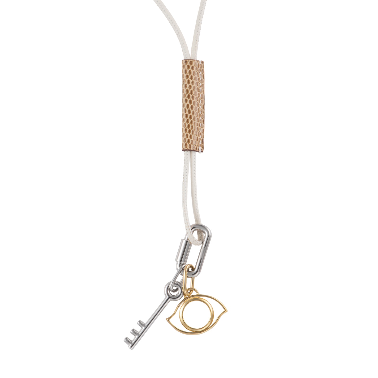 HERMES エルメス キュリオジテ ネックレス ペンダント 鍵&目チャーム メタル シルバー ホワイト【中古】